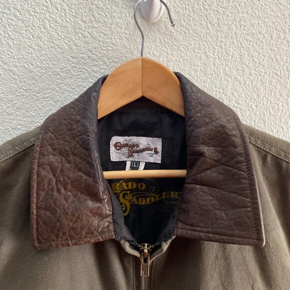 The Colorado Saddlery Co Canvas Leather Trim Vest Jacket Large Western Cowboy - Picture 2 of 4